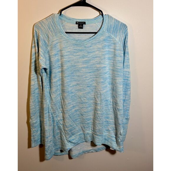 Champion Elite Women’s Medium Blue Heather Long Sleeve Crewneck Lightweight - Picture 1 of 3